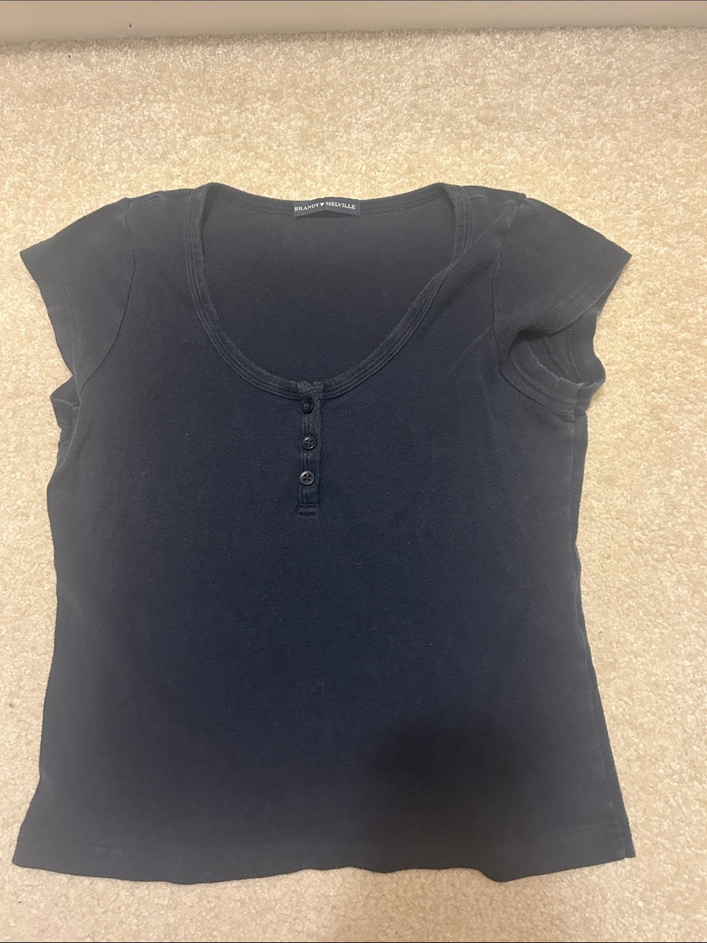 Women’s S navy blue low neck top